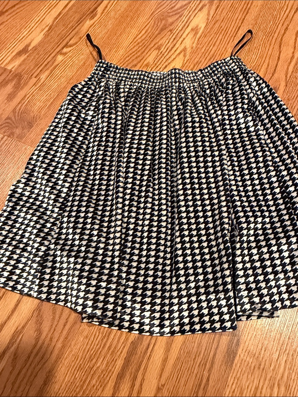 Girls velvet Black & White Houndstooth Skirt with Elastic Waist